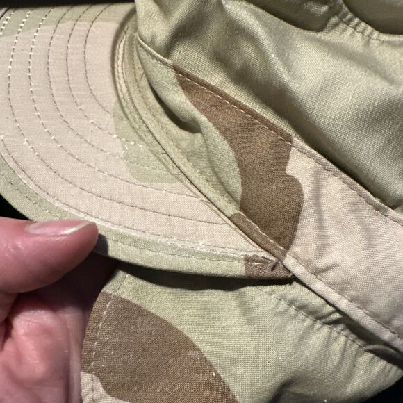 US Military Camouflage Pattern Cap 7 1/8 Desert Class 2 3-Color Ear Flap Equa - Picture 10 of 10